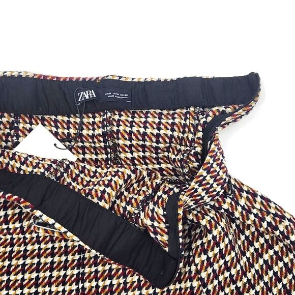 Zara Belted Tweed Mini Skirt Size Medium High Waist Multicolor Preppy Academia - Picture 4 of 10